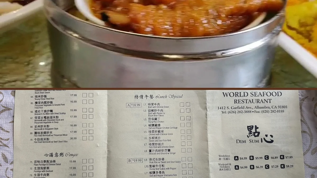 Chinese seafood dishes arranged for sharing.