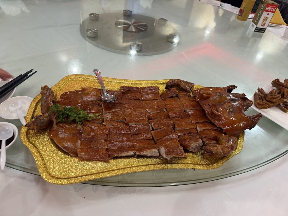 Chinese seafood dishes arranged for sharing.